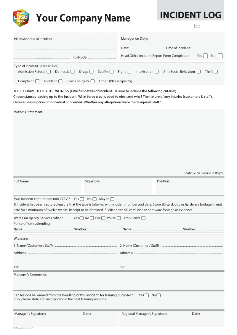 Accident, Injury, Incident Report Log Templates For With Incident Report Log Template