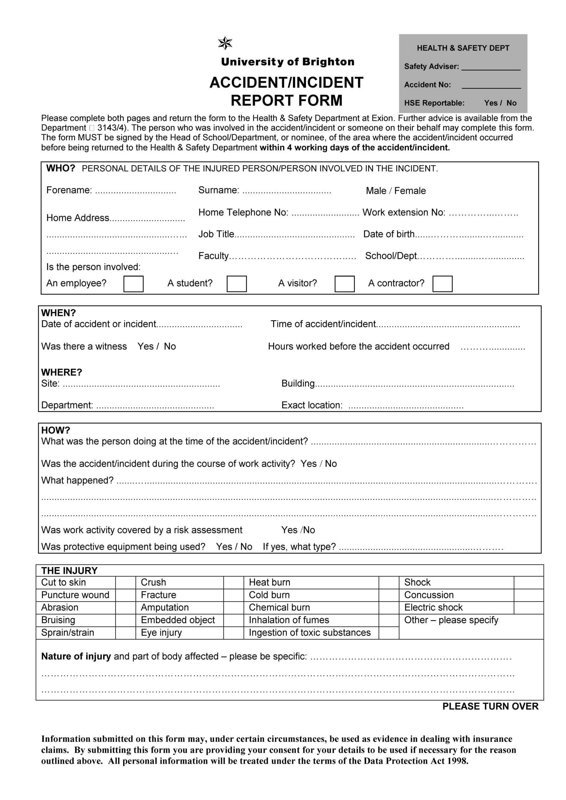 Accident Report Form Template Uk ] – 585650 Incident Report Inside Accident Report Form Template Uk