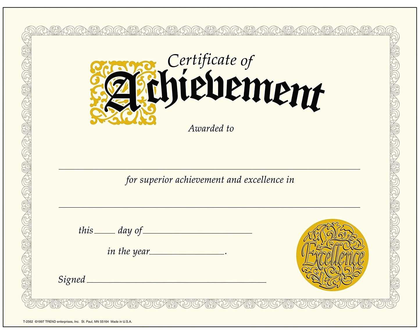 Achievement Certificate Best Of Trend Enterprises Classic Within Certificate Of Achievement Template Word