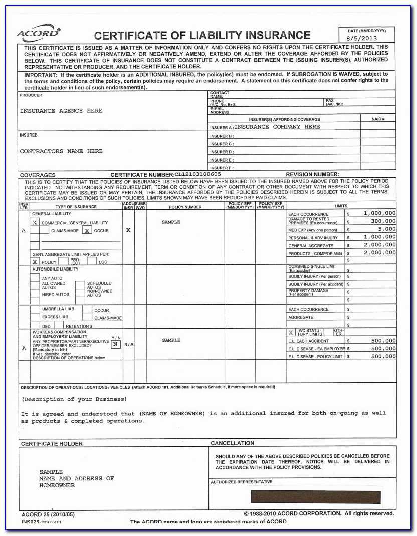 Acord Form 25 Instructions – Form : Resume Examples #k75Prvxkl2 With Regard To Acord Insurance Certificate Template