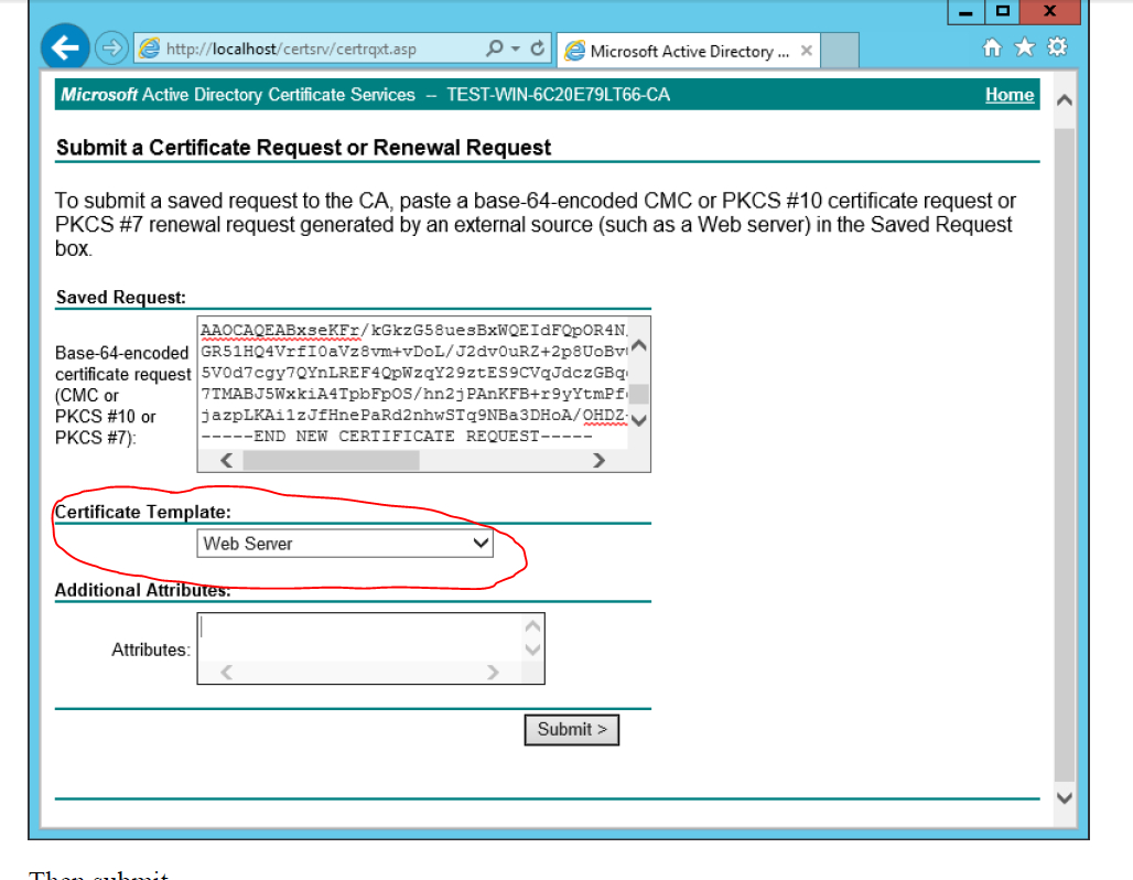 Ad Certificate Services – The Combobox To Select Template Is In Domain Controller Certificate Template