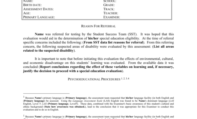 Adhd Report Template throughout School Psychologist Report Template