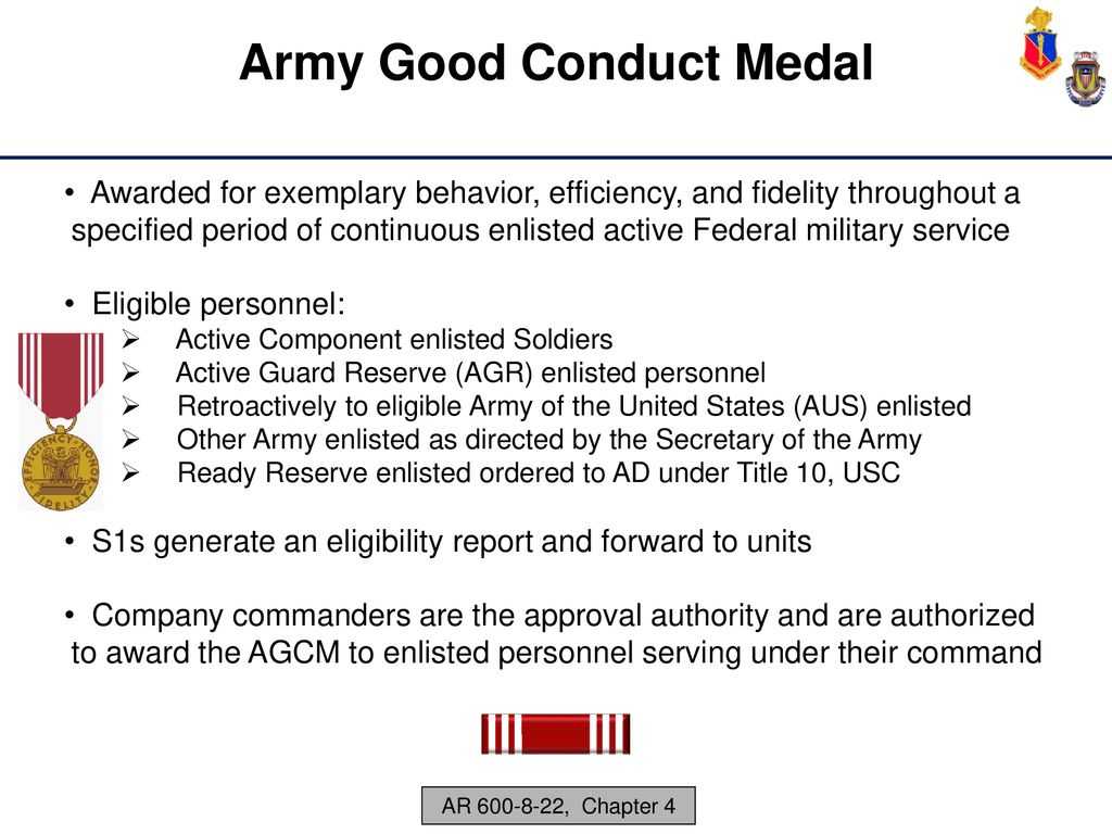 Administer Awards And Decorations – Ppt Download Intended For Army Good Conduct Medal Certificate Template