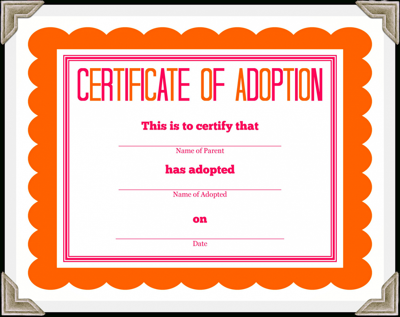 Adoption Certificate Template – Certificate Templates For Math Certificate Template