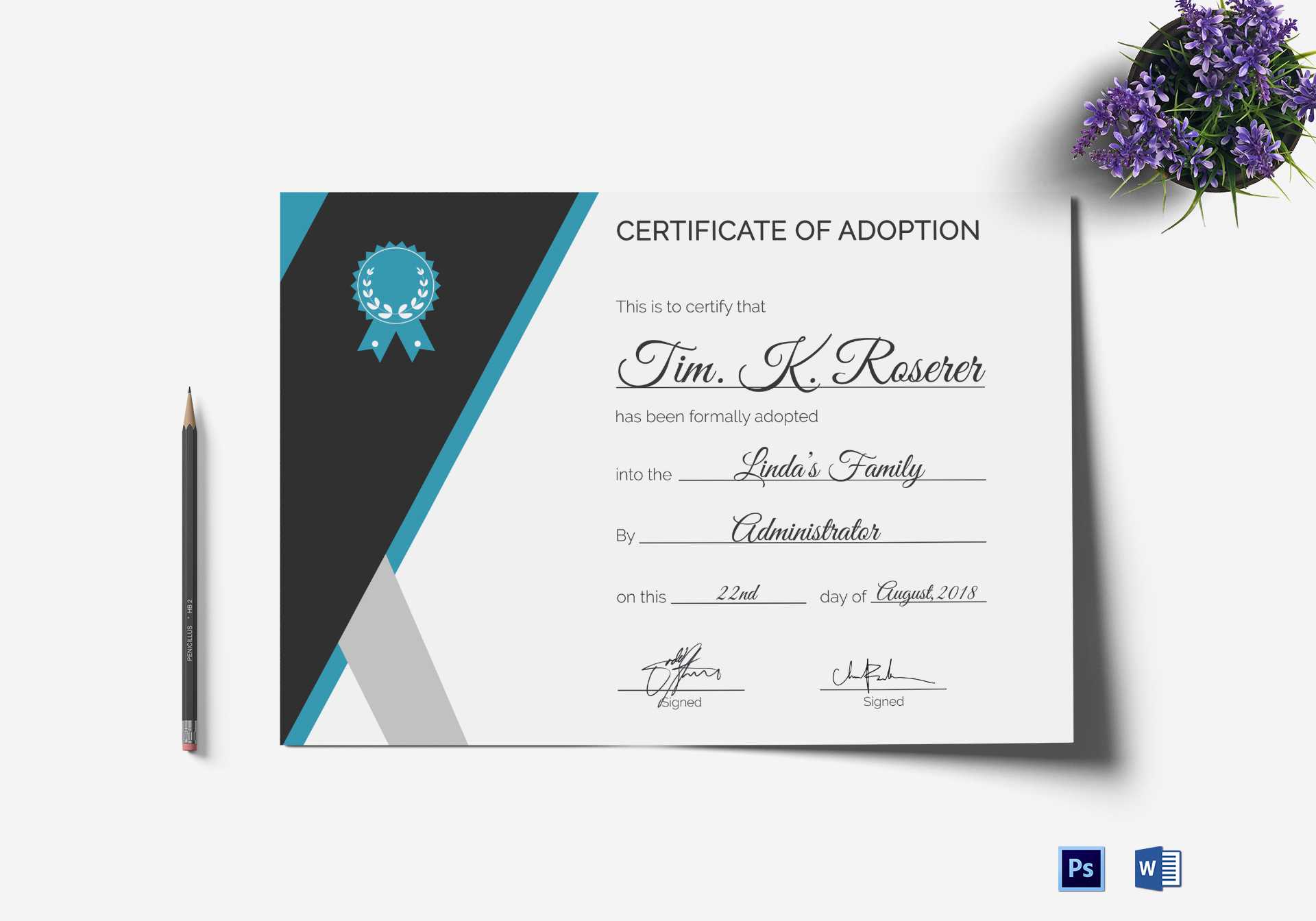 Adoption Certificate Template For Pet Adoption Certificate Template