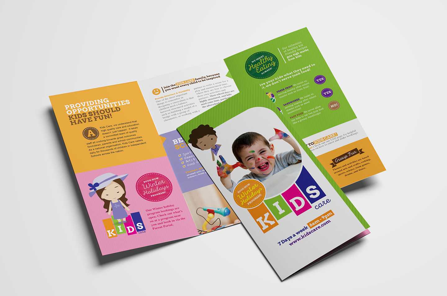 After School Care Tri Fold Brochure Template In Psd, Ai In Brochure Templates For School Project