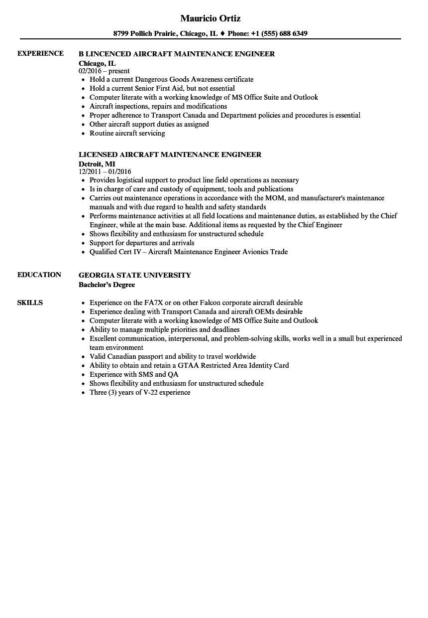 Aircraft Maintenance Engineer Resume Samples | Velvet Jobs With Regard To Maintenance Job Card Template