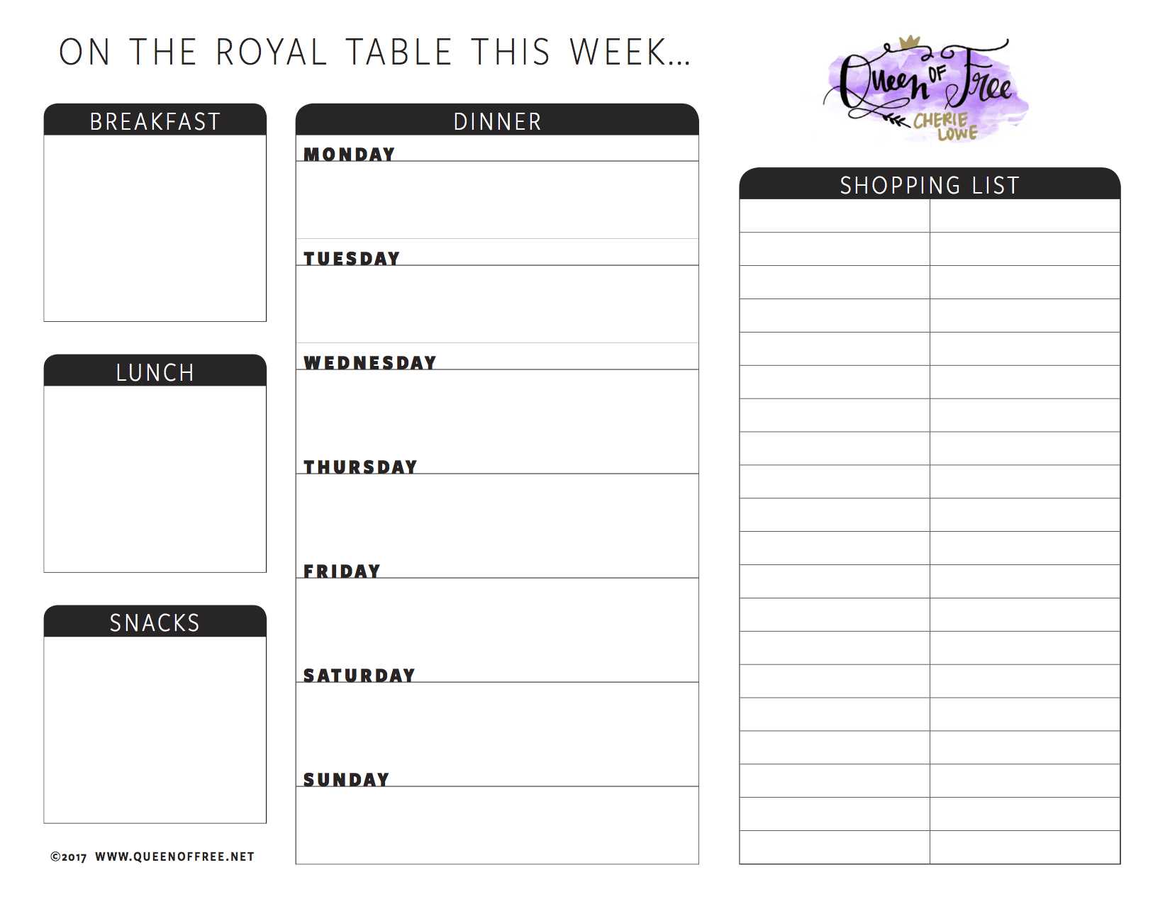 All New: Free Printable Meal Planner You Can Edit – Queen Of In Blank Meal Plan Template