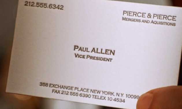 American Psycho - Was The Typo In Paul Allen's Busines Card with Paul Allen Business Card Template