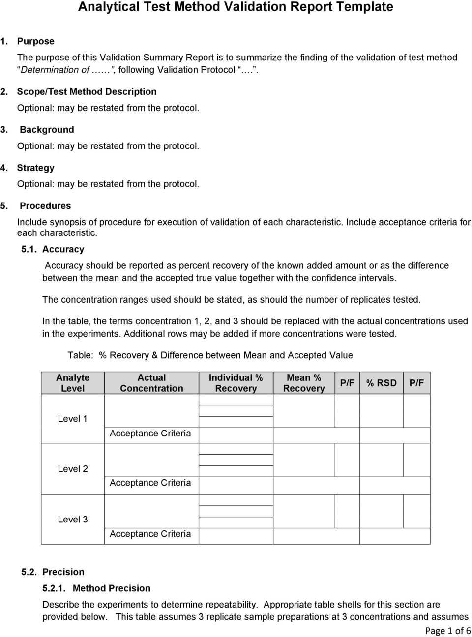 Analytical Test Method Validation Report Template – Pdf Free Within Analytical Report Template