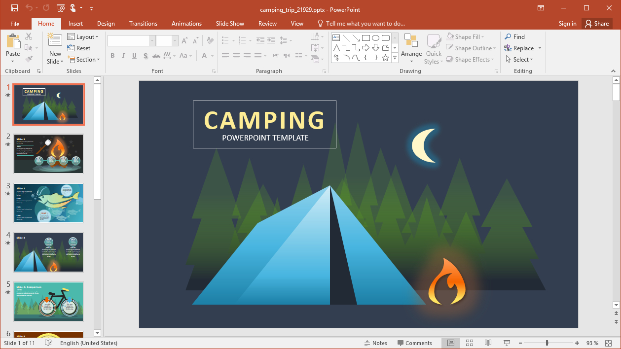 Animated Camp Trip Powerpoint Template Within Powerpoint Animated Templates Free Download 2010