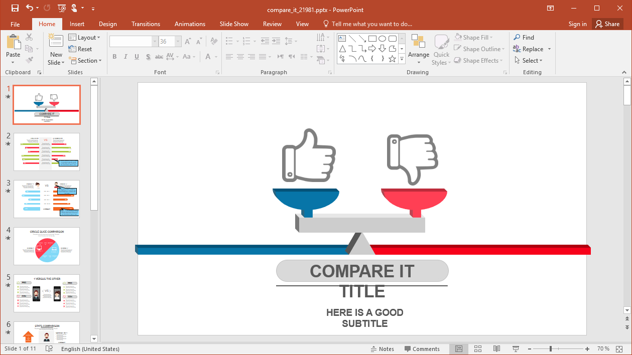 Animated Compare It Powerpoint Template For What Is Template In Powerpoint