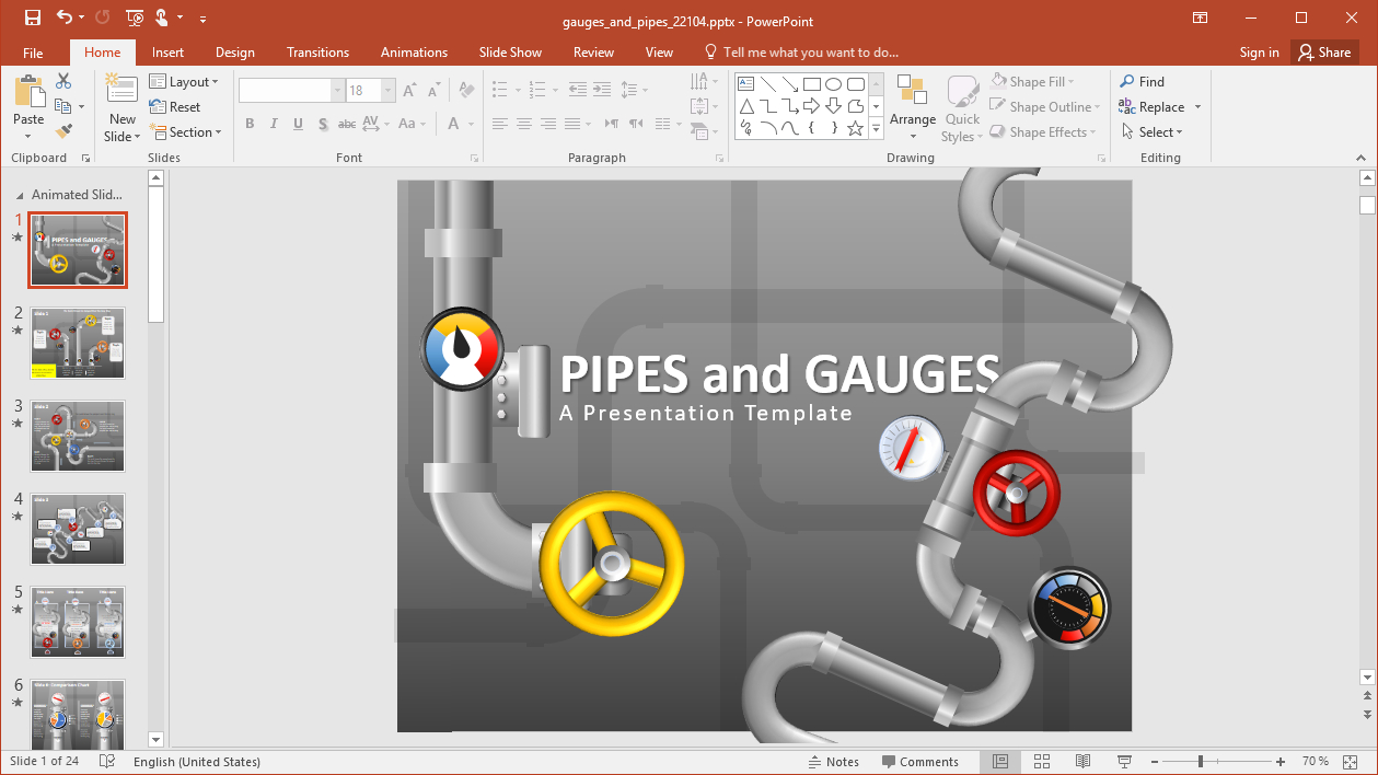 Animated Pipes Powerpoint Template For Powerpoint Presentation Animation Templates