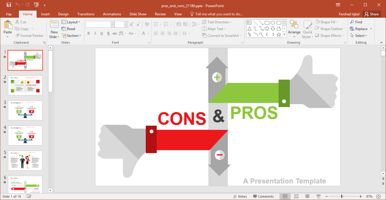 Animated Pros And Cons Powerpoint Template Pertaining To What Is Template In Powerpoint