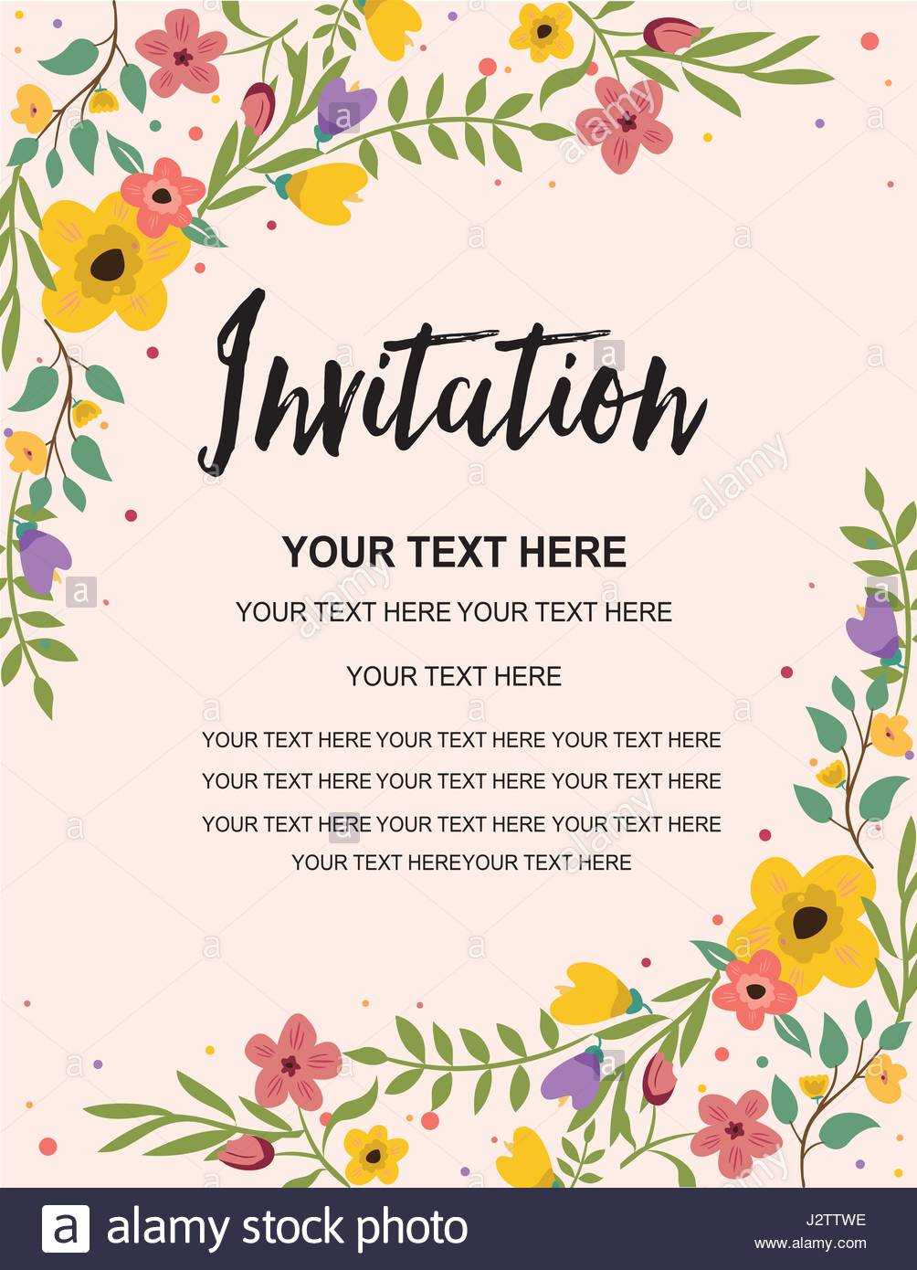 Anniversary Party Invitation Card Template. Colorful Floral Throughout Template For Anniversary Card