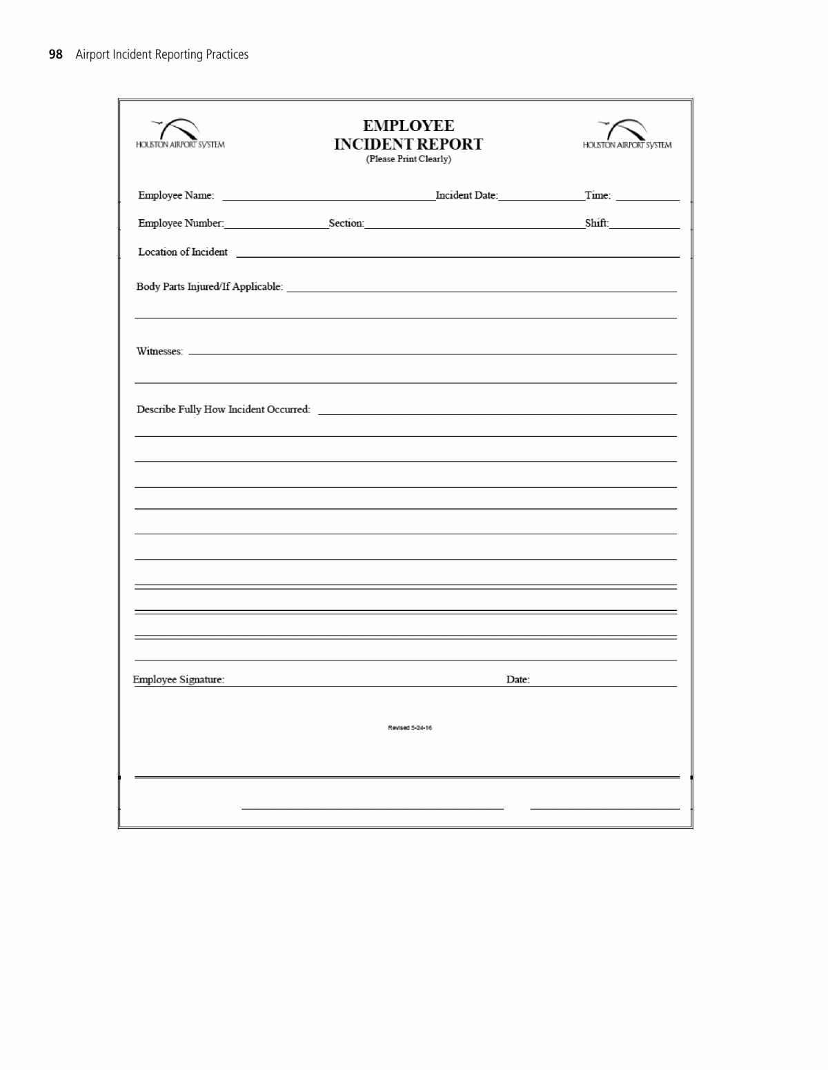 Appendix H – Sample Employee Incident Report Form | Airport For It Incident Report Template