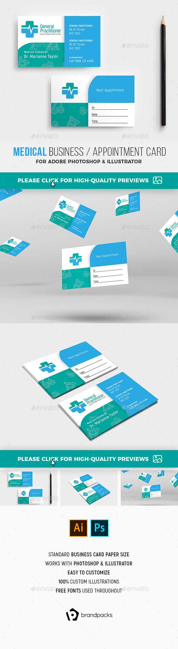 Appointment Card Graphics, Designs & Templates From Graphicriver For Dentist Appointment Card Template
