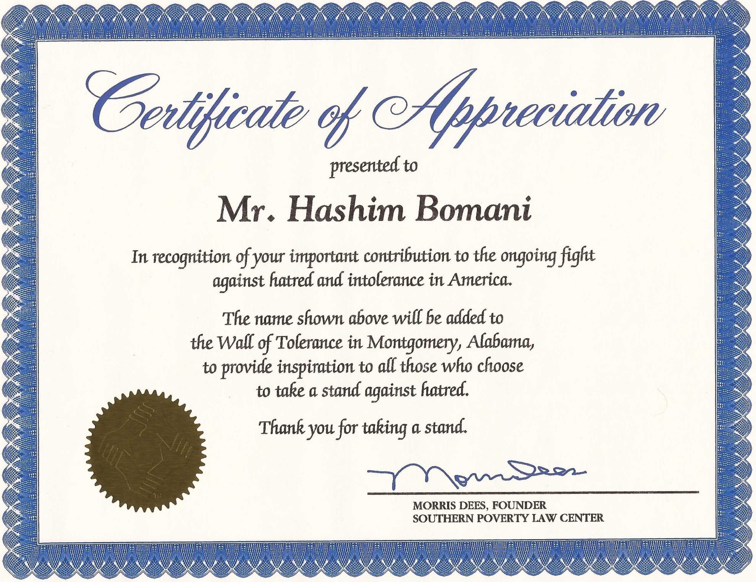 Appreciation Certificate Template Word – Zohre In Certificate Of Recognition Word Template