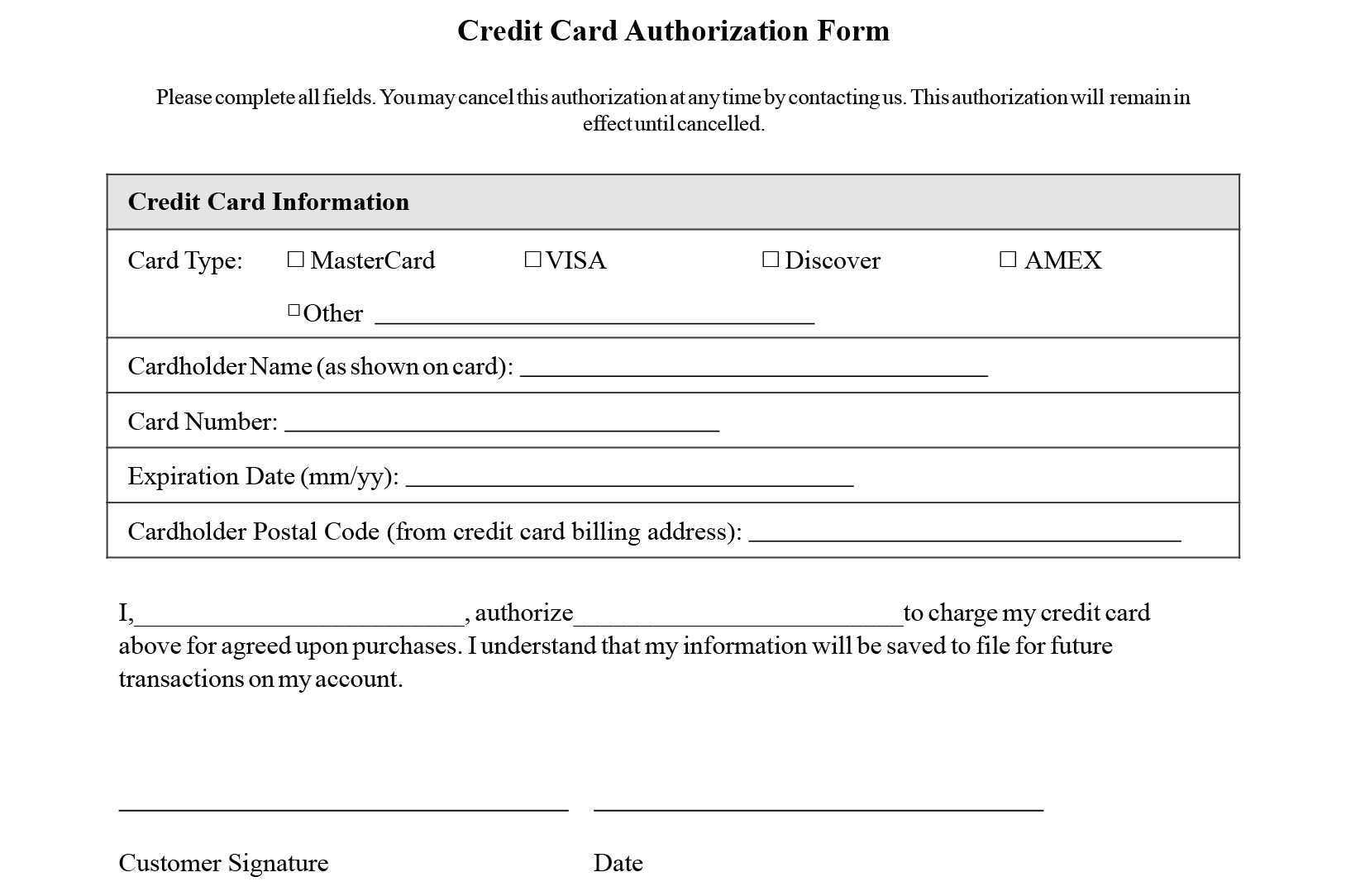 Authorization To Charge Credit Card Template - Zohre For Authorization To Charge Credit Card Template