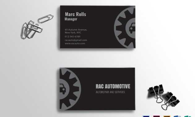 Automotive Business Card Template throughout Automotive Business Card Templates