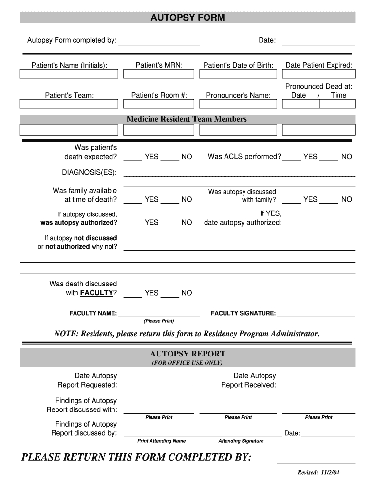 Autopsy Report Template – Fill Online, Printable, Fillable Regarding Blank Autopsy Report Template