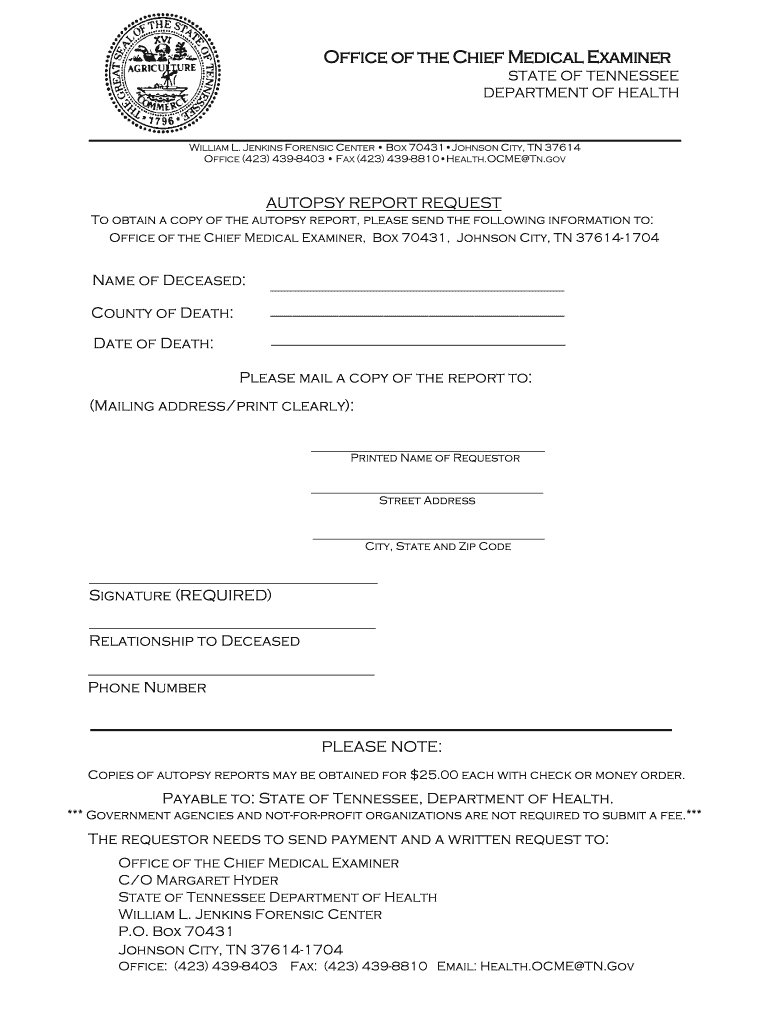 Autopsy Report Tn – Fill Online, Printable, Fillable, Blank Within Autopsy Report Template