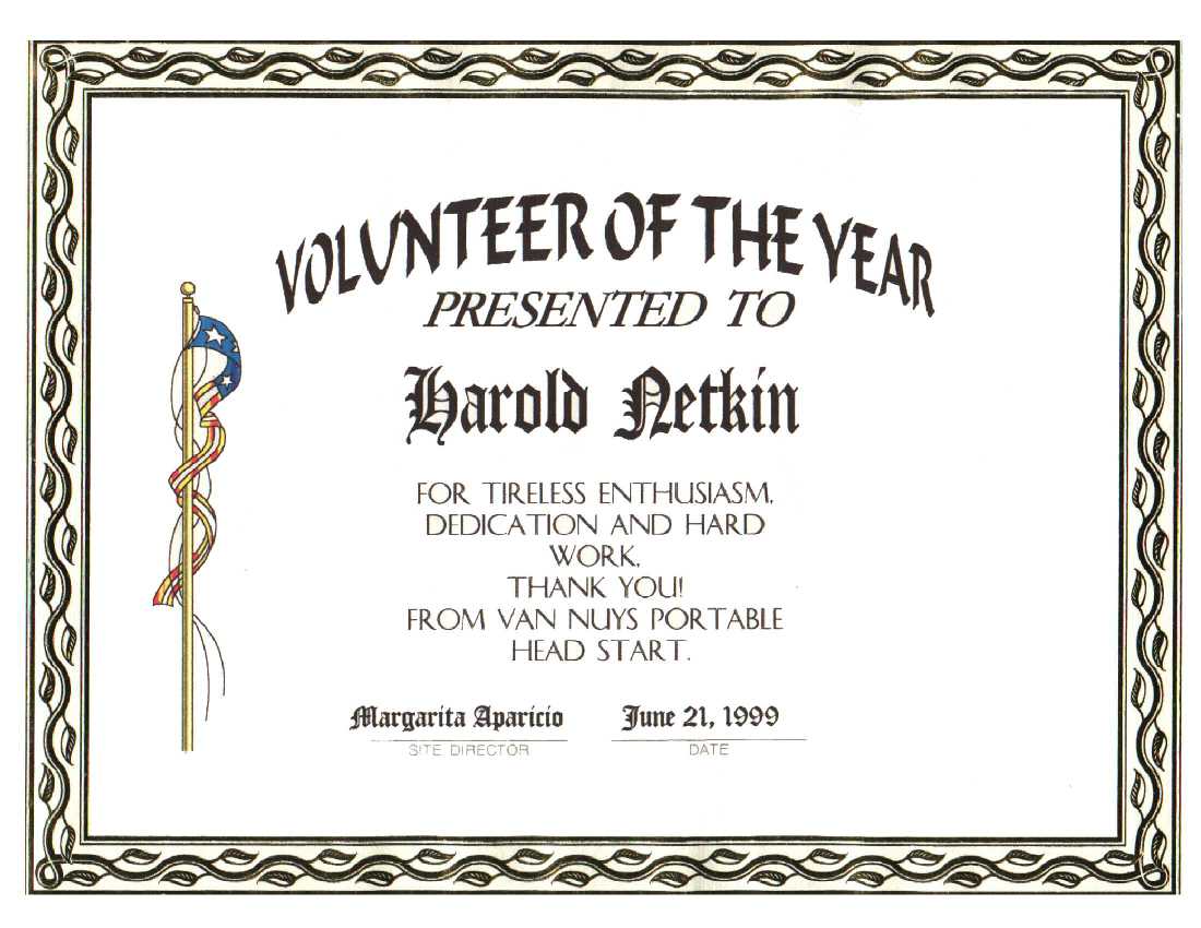 Award Intended For Volunteer Of The Year Certificate Template