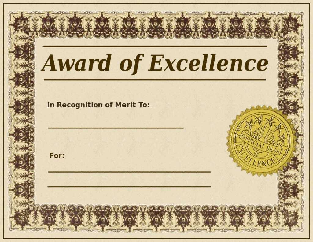 Award Of Excellence Certificate Template Sample Templates Within Award Of Excellence Certificate Template