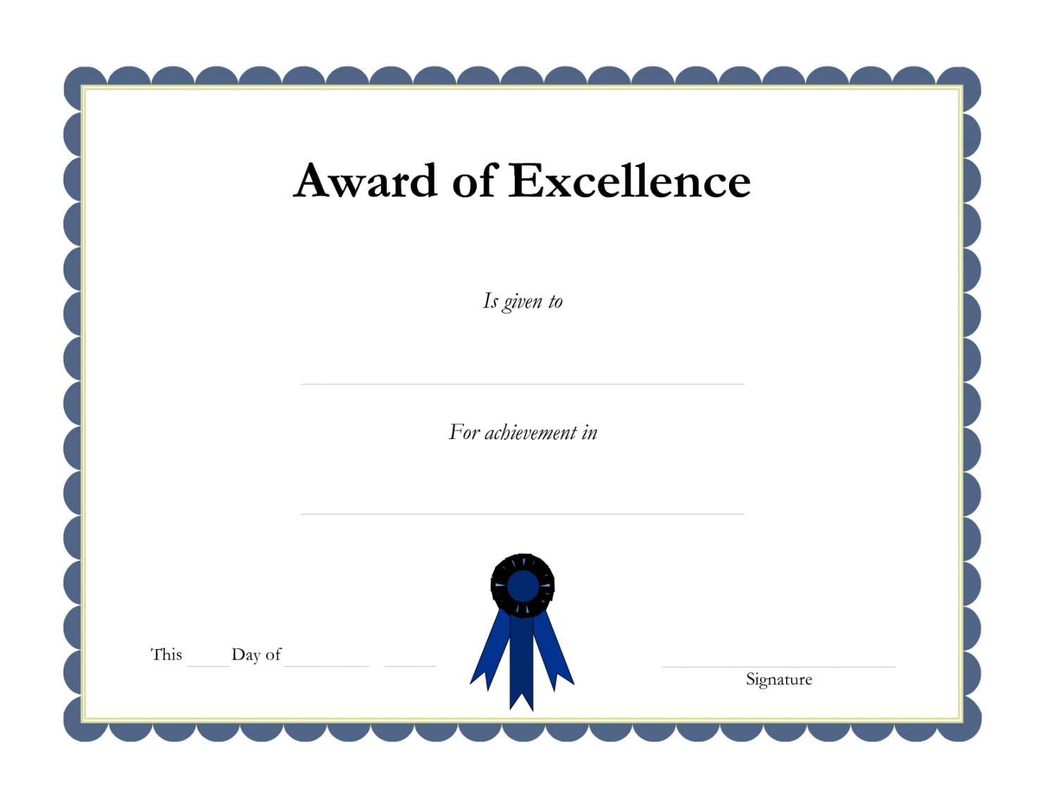 Award Template Certificate Borders Award Of Excellenceis Intended For Academic Award Certificate Template