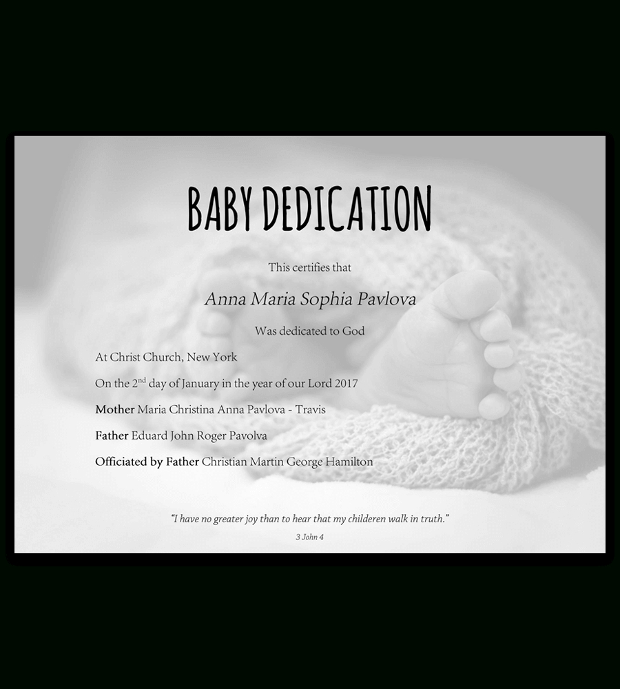 Baby Dedication Certificate Template For Word [Free Printable] With Baby Dedication Certificate Template