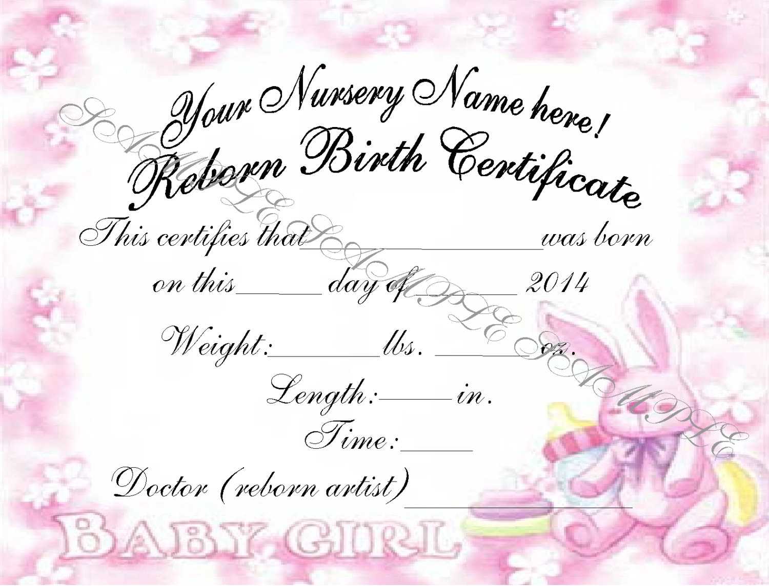 Baby Girl Birth Certificate Template Videotekaalex Tk Within Girl Birth Certificate Template