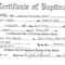 Baptism Certificate Template. Baptized Certificate. Baptism Pertaining To Christian Baptism Certificate Template