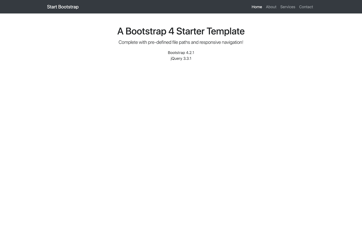 Bare – Bootstrap Starter Template – Start Bootstrap Within Html5 Blank Page Template