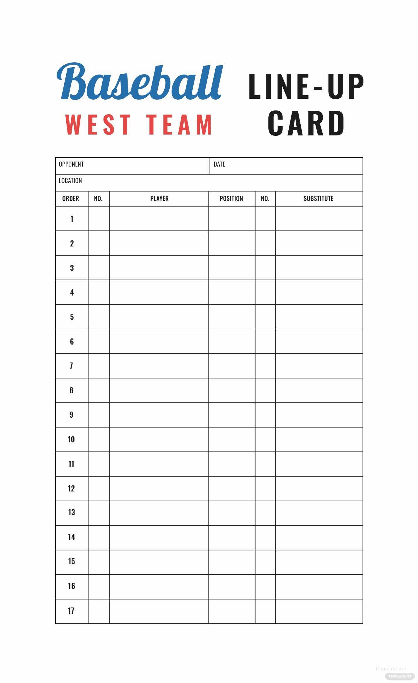 Baseball Lineup Template Free Printable Templates Download Intended For Template For Cards In Word