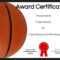 Basketball Certificates Pertaining To Basketball Certificate Template
