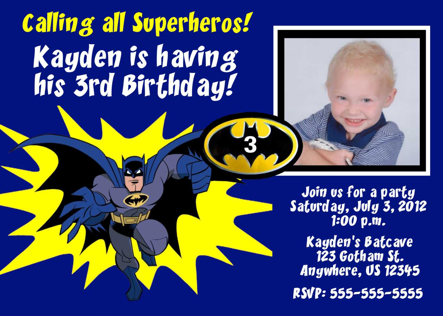 Batman Birthday Invitations Templates Ideas : Batman And Intended For Superman Birthday Card Template