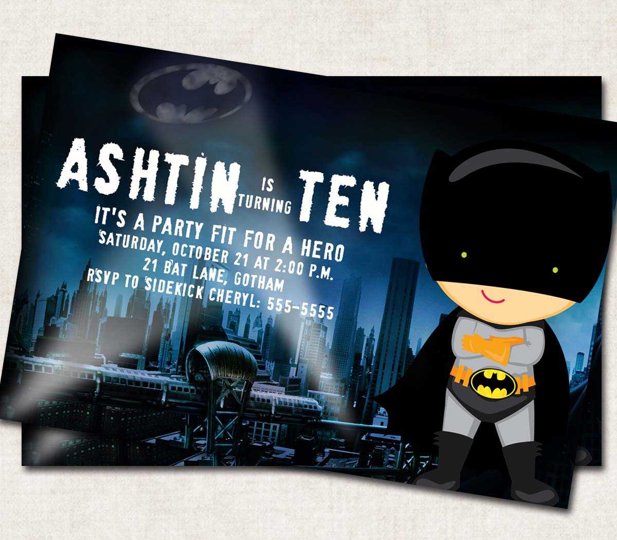 Batman Birthday Invitations Templates Ideas : Batman And Regarding Superman Birthday Card Template