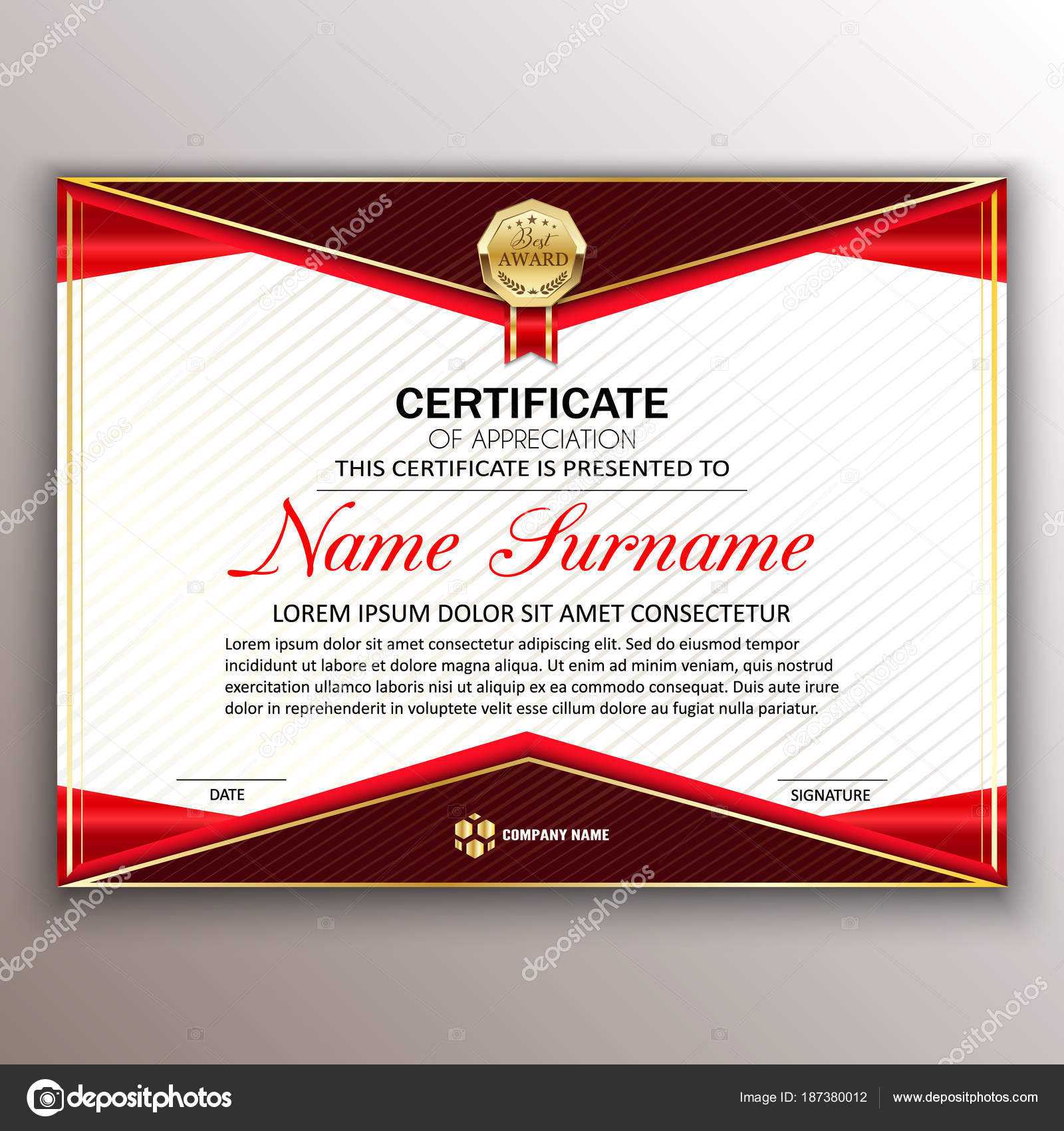 Beautiful Certificate Template Design With Best Award Symbol With Regard To Beautiful Certificate Templates