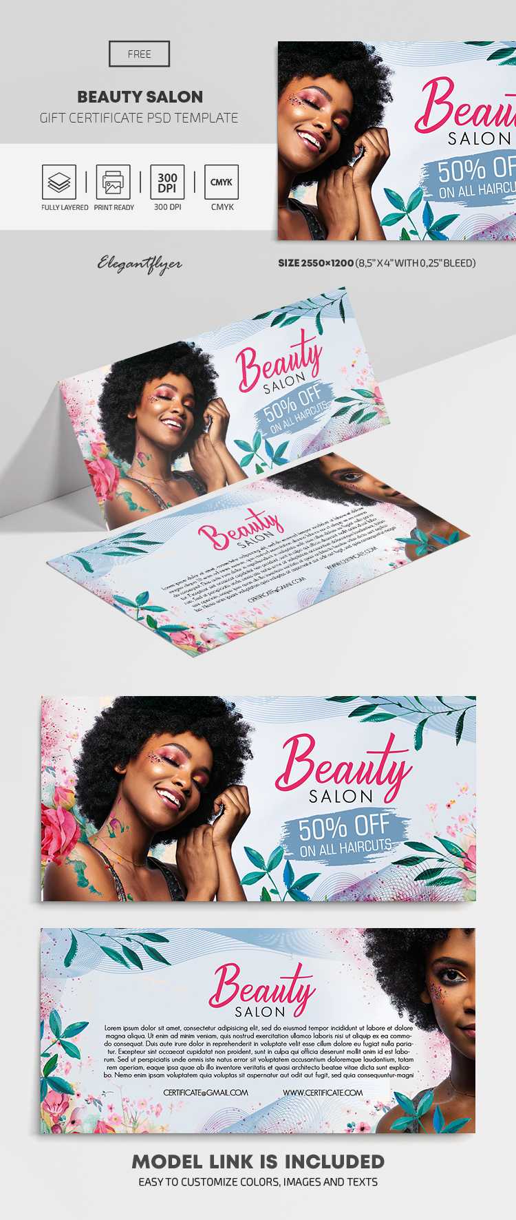 Beauty Salon – Free Gift Certificate Template In Psd – Regarding Salon Gift Certificate Template