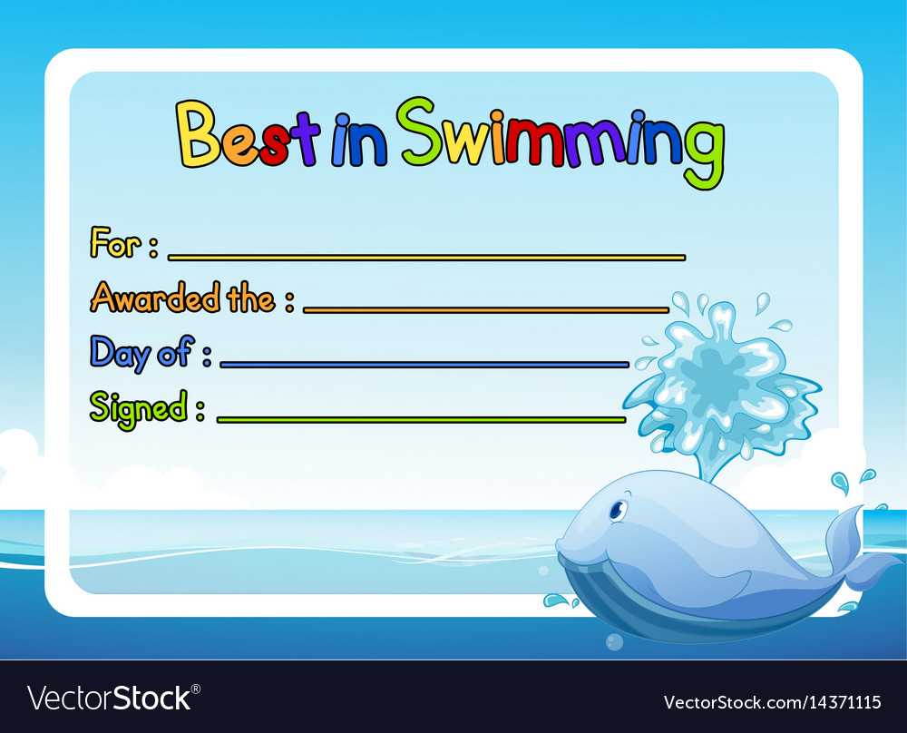 Best In Swimming Award Template With Whale In For Swimming Award Certificate Template