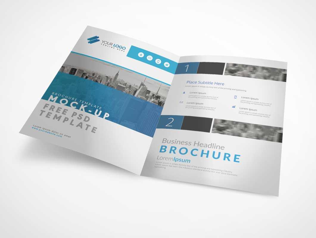 Bi Fold A4 Brochure Left & Right Panels Psd Mockup – Psd Mockups Pertaining To Two Fold Brochure Template Psd