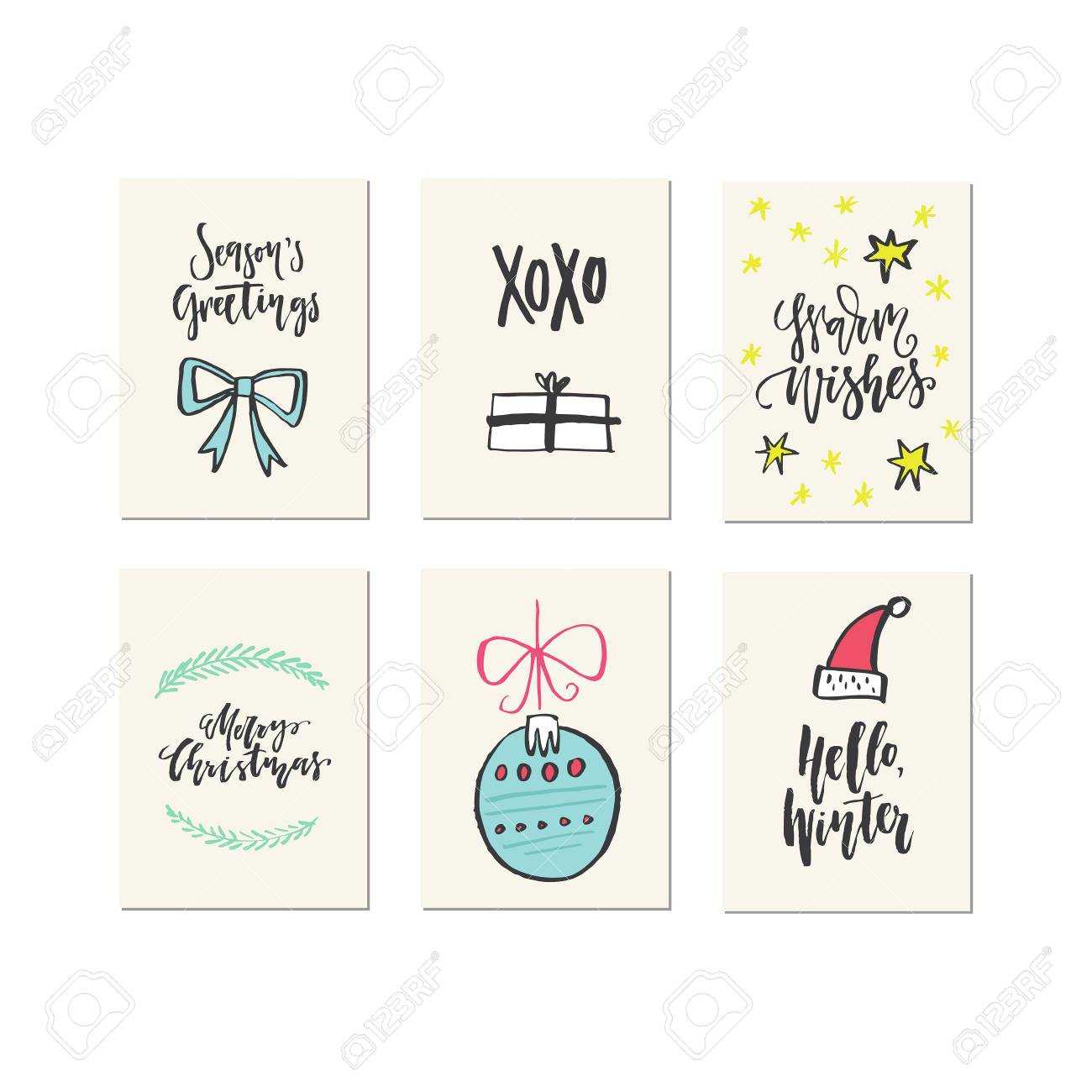 Big Collection Of Unique Christmas Or New Year Card Templates.. Inside Christmas Note Card Templates