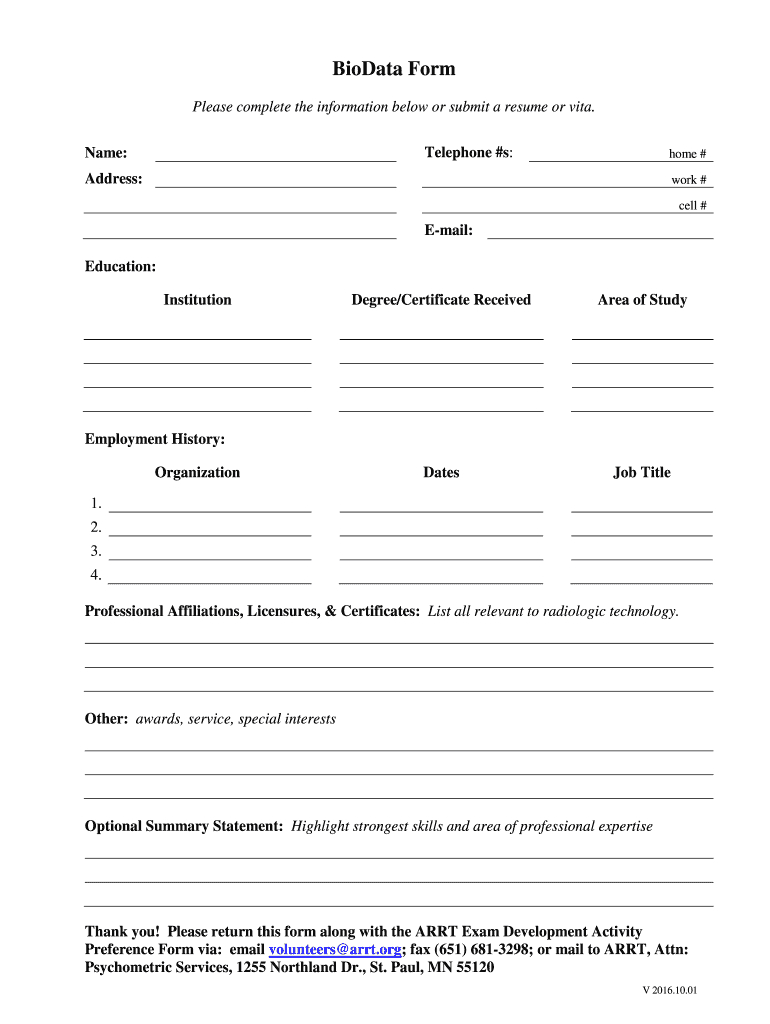 Biodata Form – Fill Online, Printable, Fillable, Blank Regarding Free Bio Template Fill In Blank