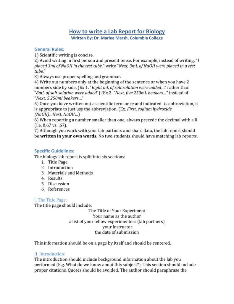 Biology Lab Report Inside Biology Lab Report Template