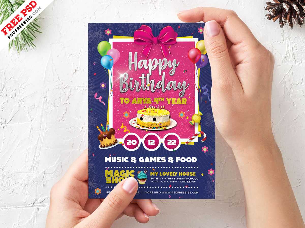 Birthday Card Invitation Template Psd | Psdfreebies With Regard To Photoshop Birthday Card Template Free