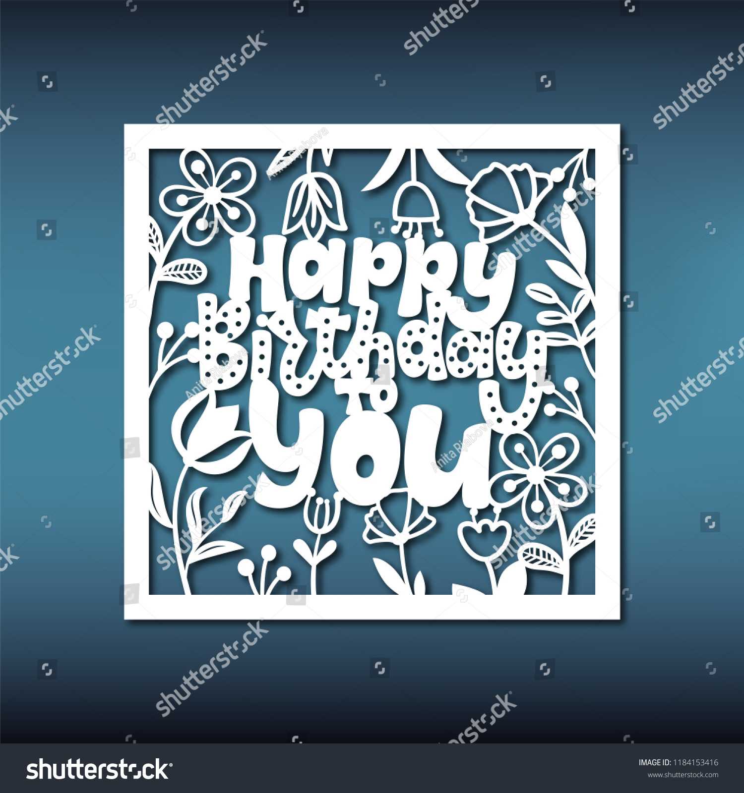 Birthday Card Template Laser Cutting Pattern Stock Vector With Regard To Silhouette Cameo Card Templates