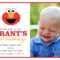 Birthday Invitation Card : Birthday Invitation Card For Regarding Elmo Birthday Card Template