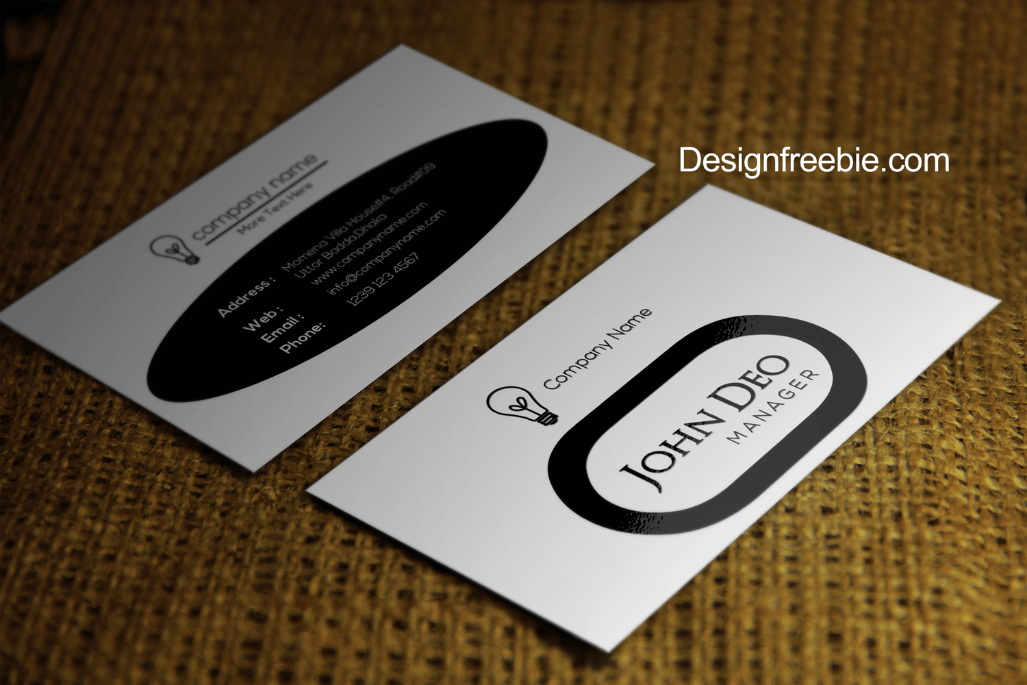 Black And White Free Business Card Template Psd With Regard To Photoshop Name Card Template