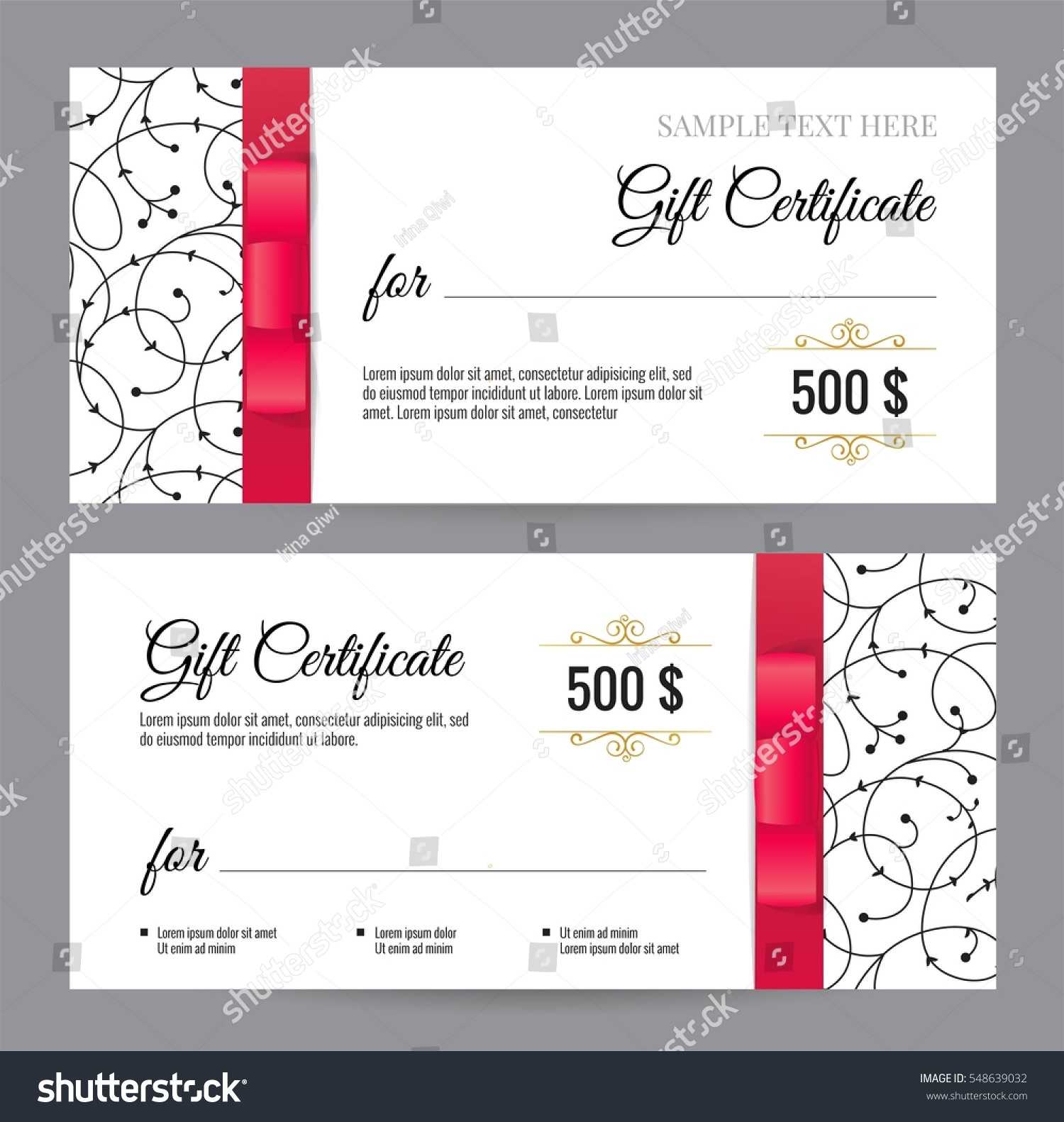Black White Gift Voucher Template Floral Stock Vector Throughout Black And White Gift Certificate Template Free