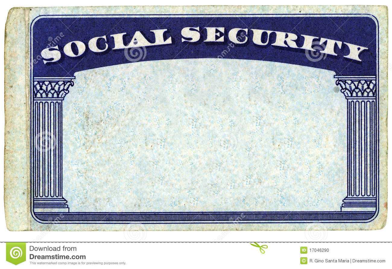 Blank American Social Security Card Stock Photo – Image Of For Ssn Card Template